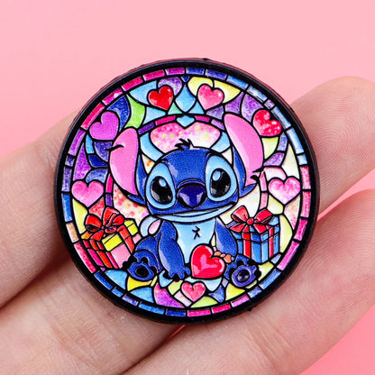 Cute Alien Enamel Pin – Round Lapel Brooch for Backpack, Clothing & Cosplay Accessories