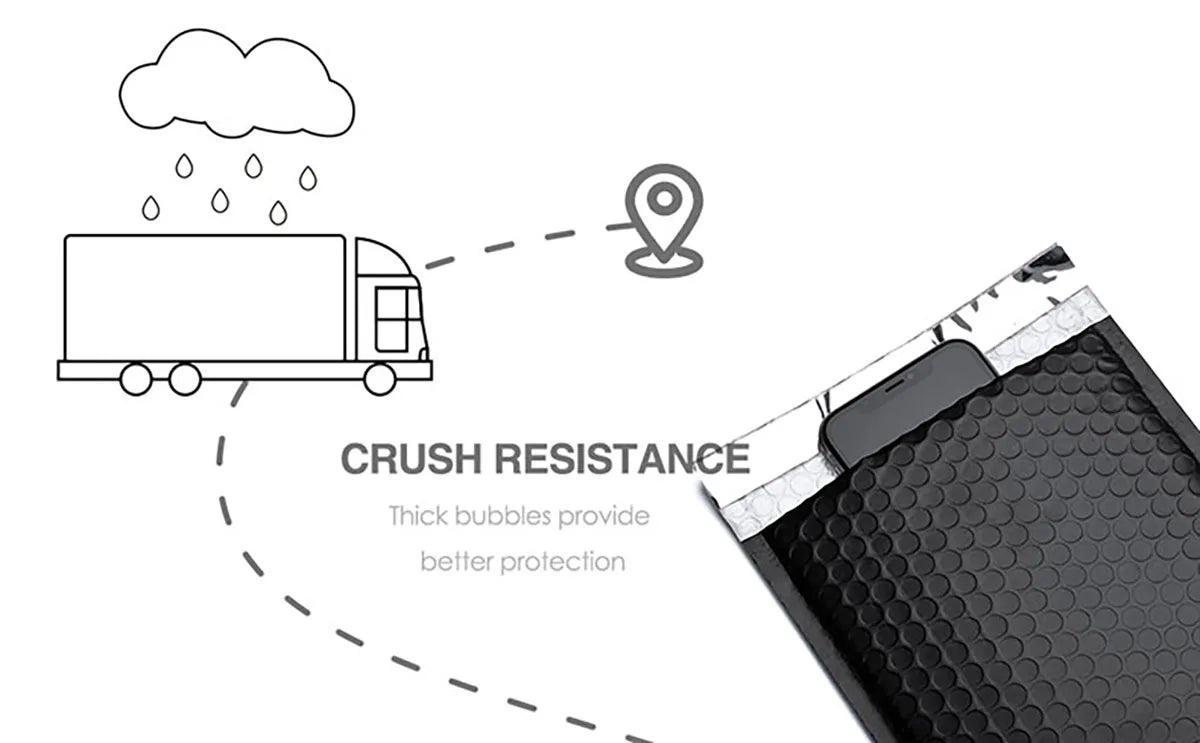 100 Pcs Black Bubble Mailers - Self-Seal Padded Envelopes for Shipping, Poly Green Lining, Secure Packaging Solution