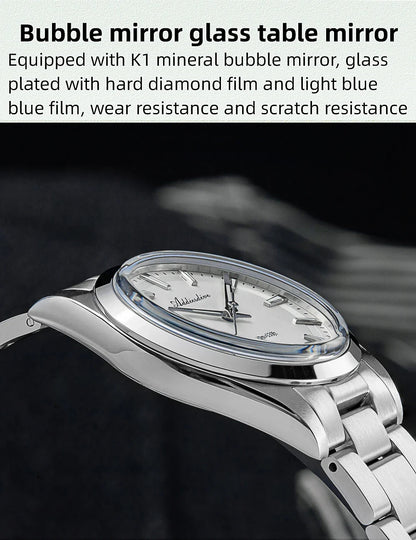 ADDIESDIVE 36MM Men's Stainless Steel Quartz Watch — Luxury Bubble Mirror Glass, 100M Waterproof Timepiece AD2066