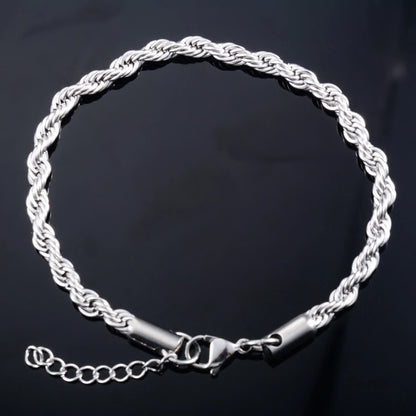 Men's Stainless Steel Rope Chain Bracelet | Gold/Silver Color Hand Bangle & Foot Ankle Anklet | Jewelry Accessories & DIY Gift