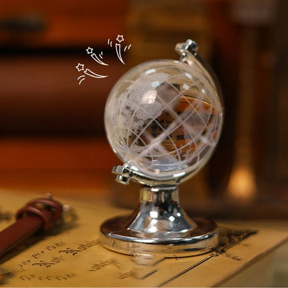 Mini Crystal Globe – Portable World Map Engraving, High Borosilicate Glass Decorative Table Art