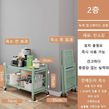 Foldable Large Iron Frame Storage Shelves – Installation-Free Standing Metal Shelving Unit for Kitchen