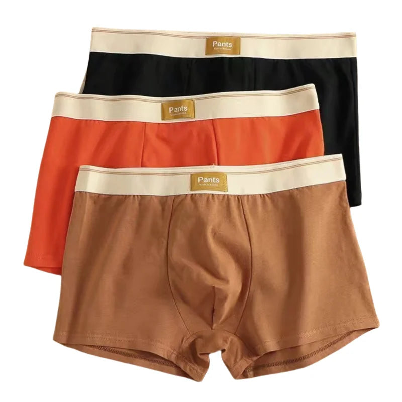 3PCS Men’s Cotton Boxer Shorts – Breathable U-Convex Comfortable Underwear Set for Daily Wear & Sports Trunks