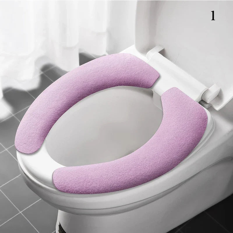 2-Pack Reusable Flannel Toilet Seat Cover Pads – Washable Warm Bathroom Seat Cushion Set