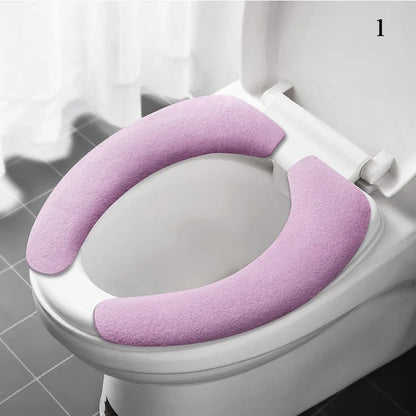 2-Pack Reusable Flannel Toilet Seat Cover Pads – Washable Warm Bathroom Seat Cushion Set