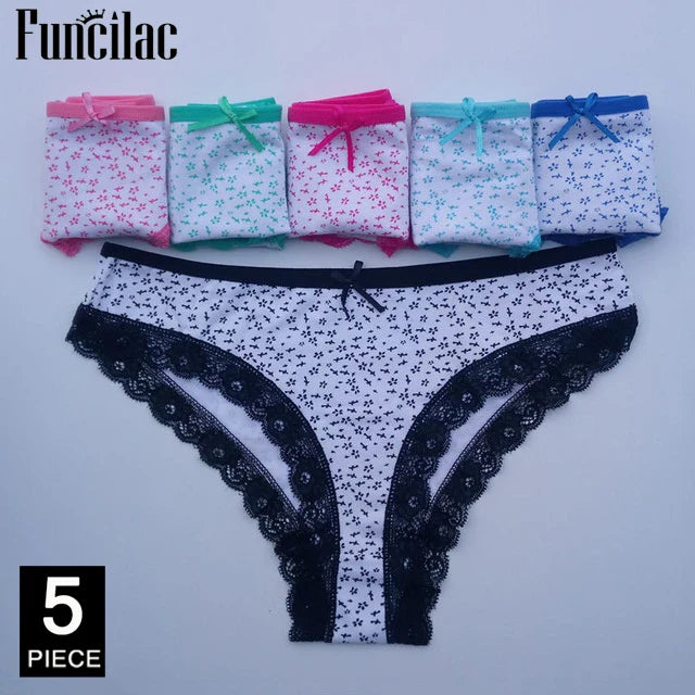 5-Pcs Women’s Cotton Panties Set – Sexy Bikini Briefs for Girls & Ladies, Free Shipping
