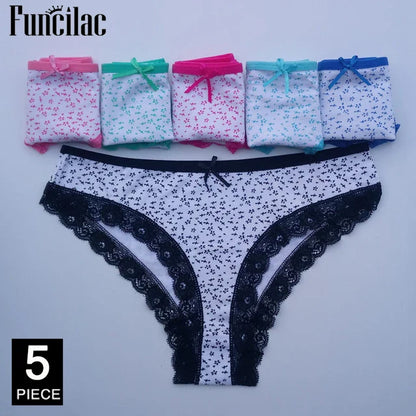 5-Pcs Women’s Cotton Panties Set – Sexy Bikini Briefs for Girls & Ladies, Free Shipping