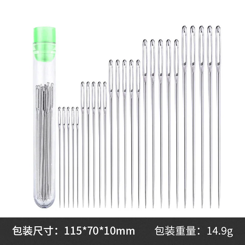 Large Eye Sewing Needles Set – Stainless Steel Hand Stitching & Leather Craft Needles for Knitting, Embroidery & DIY Sewing Tools