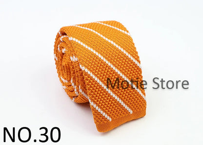 Classic Knit Neck Tie for Men — 6cm Plaid & Dots Casual Business Wedding Tie