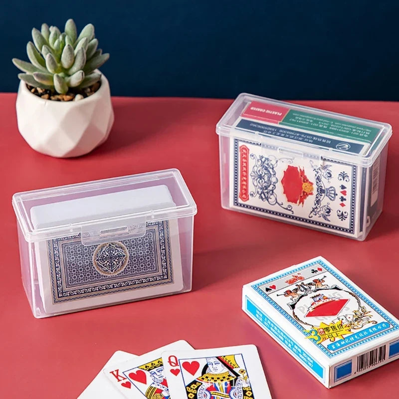 Plastic Playing Card Storage Box | Empty Card Case Holder with Snap Closure