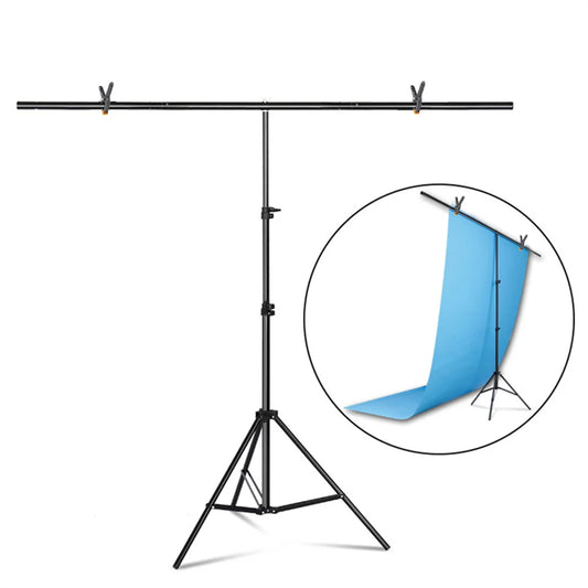 T-Shaped Adjustable Tripod Stand – Photography Backdrop Support System for Non-Woven & Muslin Backgrounds