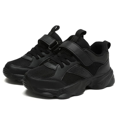 Kids’ Breathable Sports Shoes – Anti-Skid Black School Walking & Running Sneakers for Boys & Girls