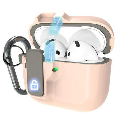 Safety Lock Shockproof Case for AirPods 4 – Protective Wireless Earbuds Case with Cleaning Kit