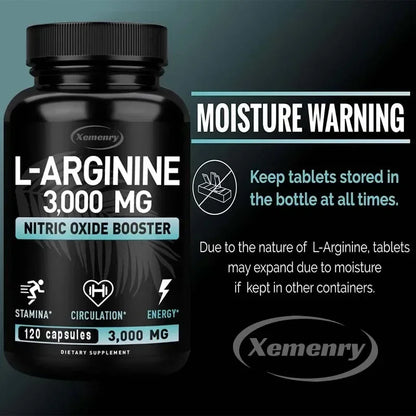 L-Arginine Supplement – Boost Energy, Strength & Endurance, Vascular Support for Exercise & Muscle Health