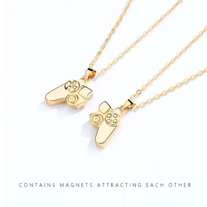 2Pcs Magnetic Couple Necklace Set – Game Controller Friendship Matching BFF Necklaces for Him & Her