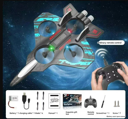 2.4G Remote Control Foam Fighter Glider – Electric Stunt UAV Helicopter with LED Lights & 360° Tumbling Aircraft Model