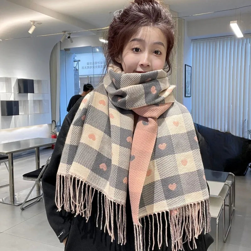 2025 Luxury Women’s Winter Cashmere Scarf — Warm Pashmina with Tassels, Printed Long Shawl, Thick Foulard Bufanda