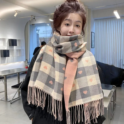 2025 Luxury Women’s Winter Cashmere Scarf — Warm Pashmina with Tassels, Printed Long Shawl, Thick Foulard Bufanda