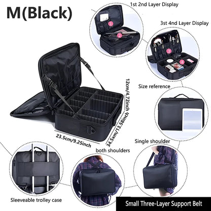Professional Large Makeup Case – Travel Cosmetic Organizer & Nail Toolbox for Beauty Storage