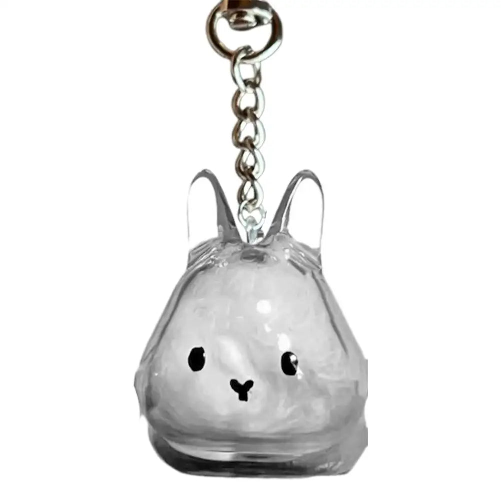 Cute Rabbit-Shaped Transparent Fur Storage Box — Hair & Pet Fur Keychain Capsule