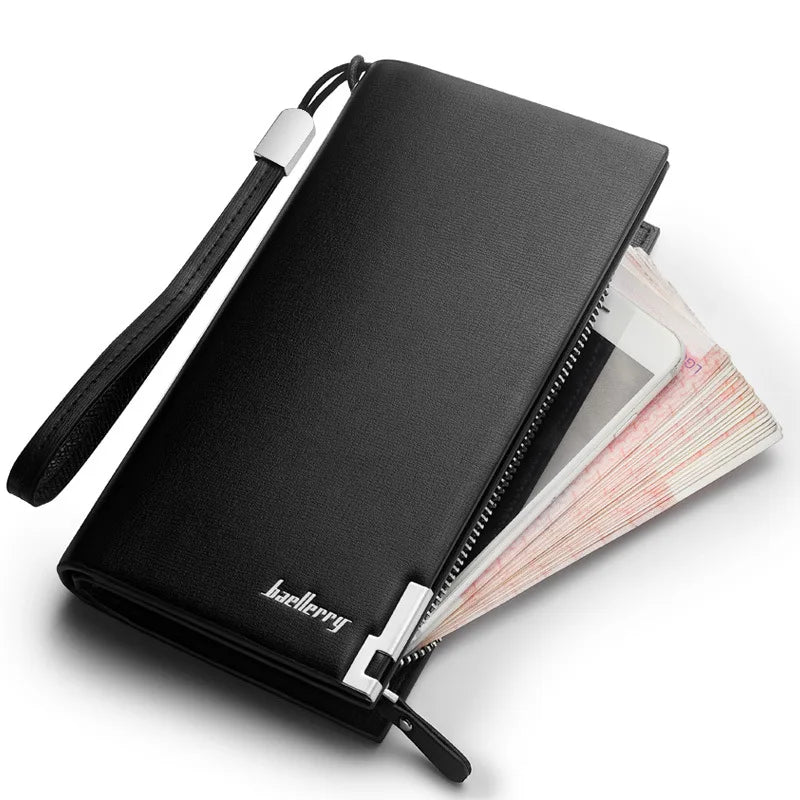 Baellerry Men’s Long Wallet – Large Capacity Zipper Clutch with Card Holder & Coin Pocket, Luxury Handbag Purse