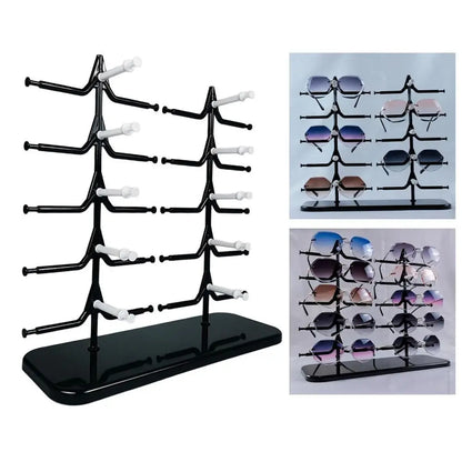 5/10 Pairs Glasses Display Stand – 5-Layer Sunglasses & Eyewear Organizer Rack, Space-Saving Frame Holder Tray