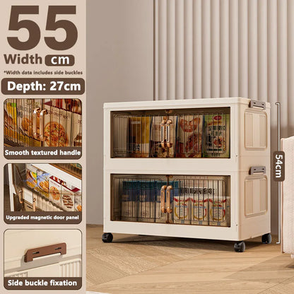 Installation-Free Foldable Storage Cabinet – Plastic Organizer for Kids’ Clothes & Snacks