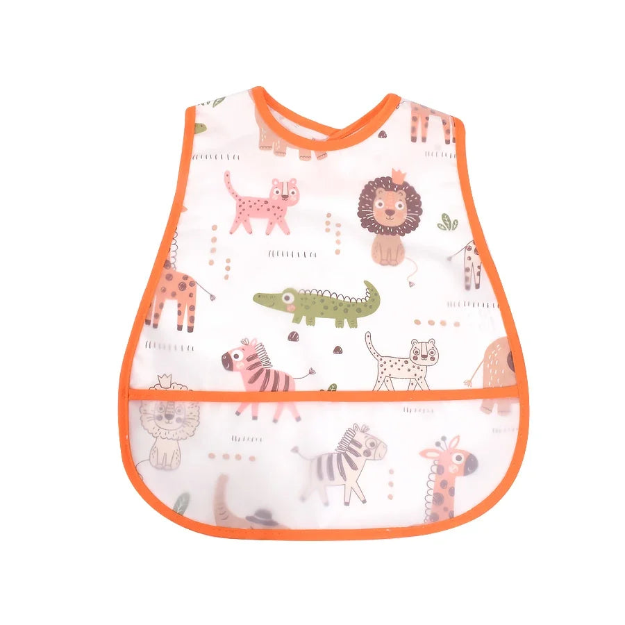 Adjustable Baby Bibs - Waterproof EVA Cotton Cartoon Feeding Bibs with Burp Cloth for Boys & Girls