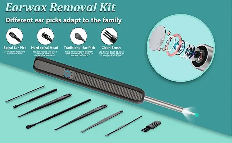 Wireless Smart Visual Ear Cleaner – 1296P Camera Otoscope Ear Wax Removal Health Care Kit