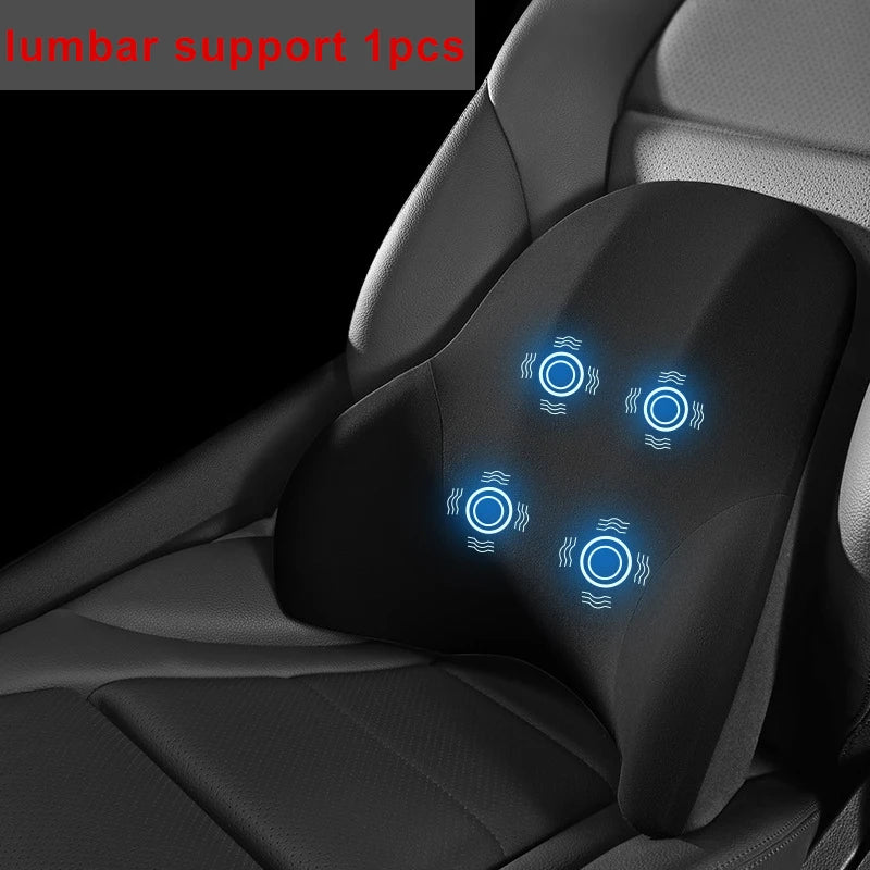 Car Electric Lumbar & Neck Massage Cushion | Single Headrest Vibration Pillow for Seat Support