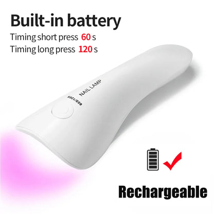 Handheld Rechargeable UV LED Nail Lamp – Mini Quick Dry Gel Polish Dryer for Manicure & Pedicure Home Nail Care Tool