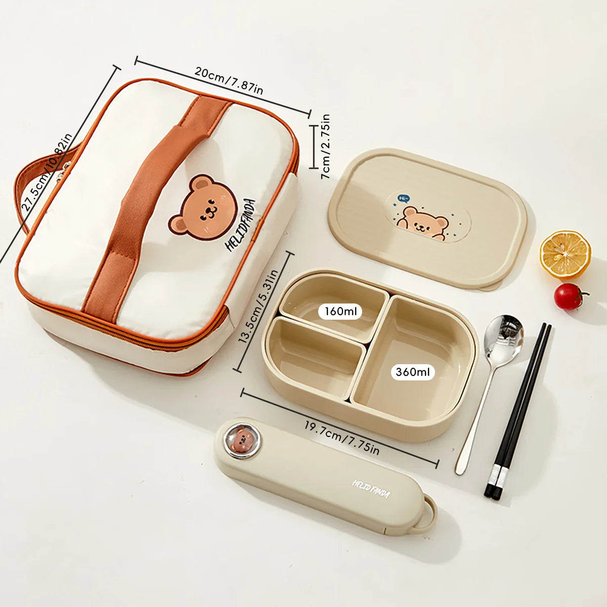 WORTHBUY 3-Grid Portable Lunch Box – Outdoor Sealed Divided Food Container, Detachable Plastic Microwave-Safe Box for Kids & Students