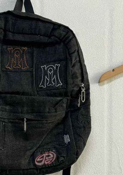 Y2K Aesthetic Embroidered Letter Backpack – Vintage Gothic Patchwork Schoolbag for Students, Casual Luxury Design
