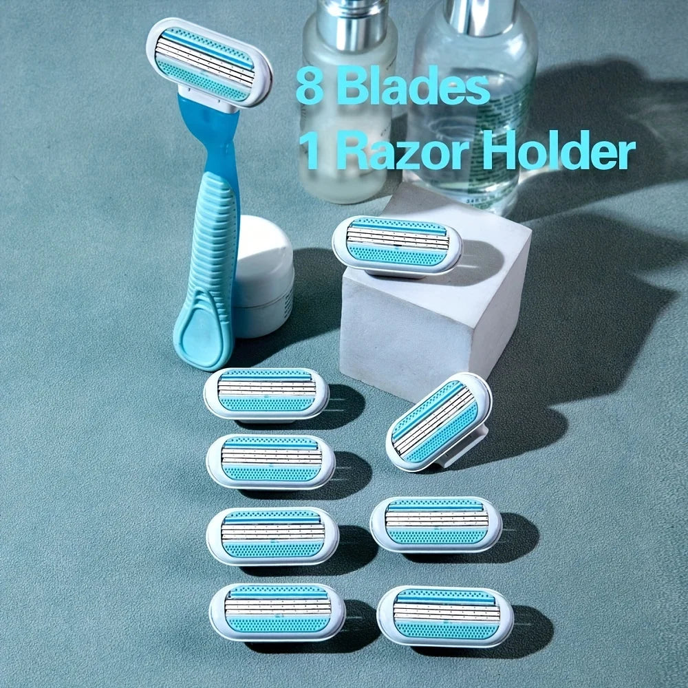 3-Layer Women’s Manual Razor — Replaceable Head Shaver for Armpit, Bikini & Body Hair Removal