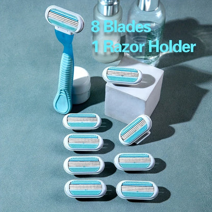 3-Layer Women’s Manual Razor — Replaceable Head Shaver for Armpit, Bikini & Body Hair Removal