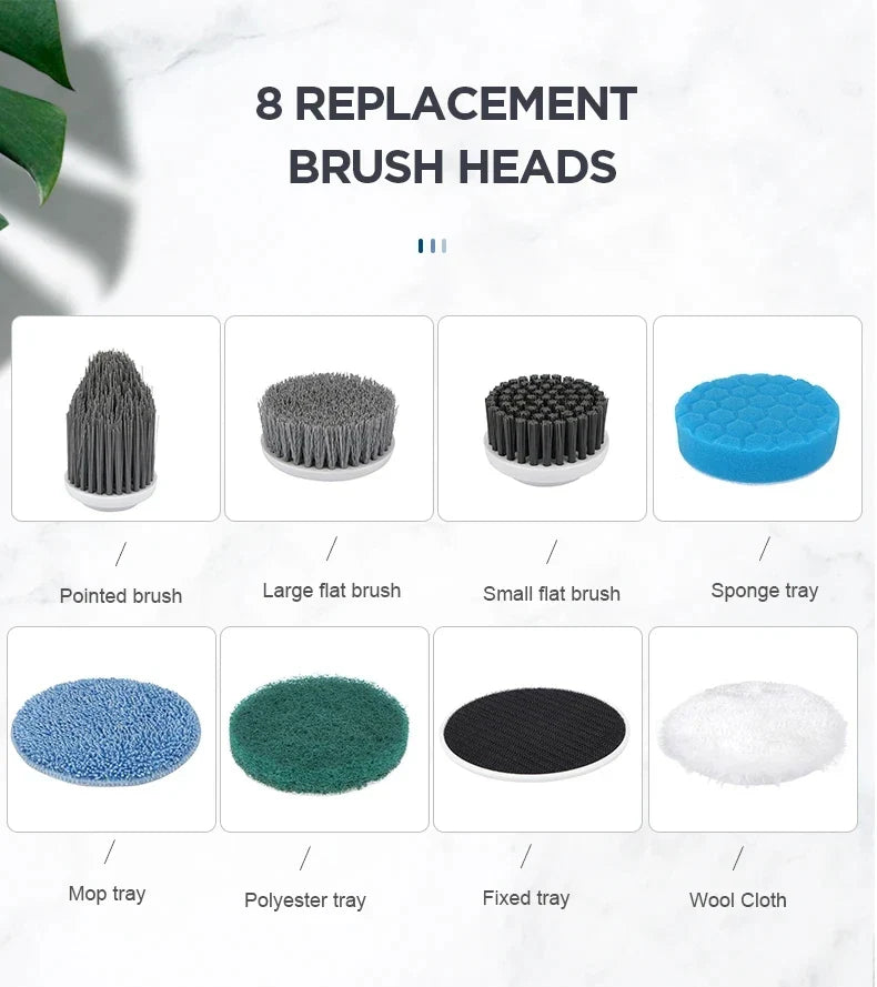 8 in 1 Multifunctional Electric Cleaning Brush – Rotatable LED Night Light Bathroom & Kitchen Household Scrubber