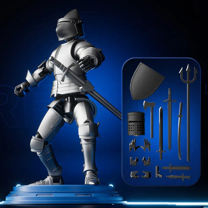 Knight Action Figures Paladin - 13-Jointed Movable Shapeshift Robot, 3D Printed Mannequin Character Toy, Kids Gifts