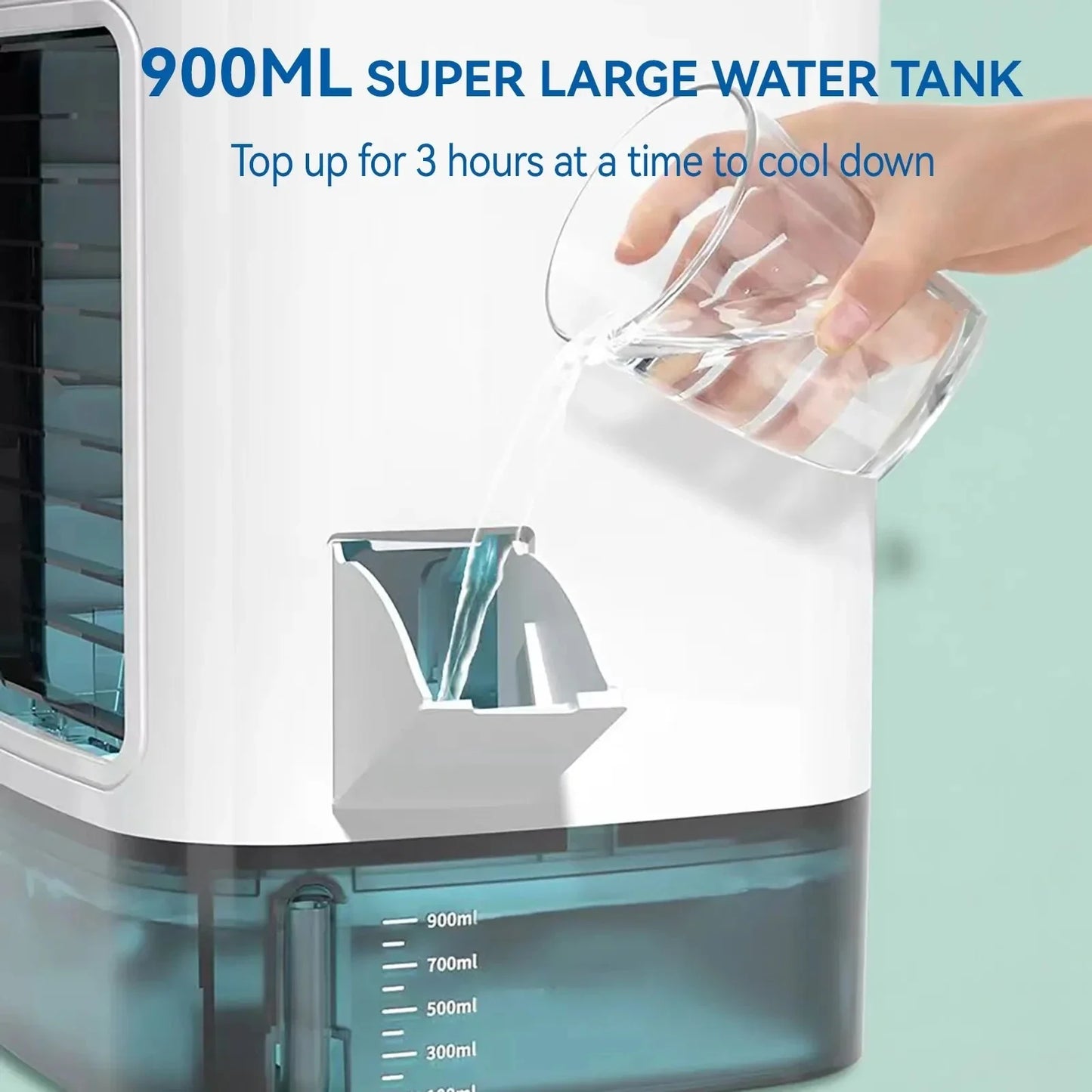 Portable Mini Air Conditioner – 3-Speed Small AC Unit with 900ML Water Tank, Electric Fan and Humidifier for Bedroom & Office