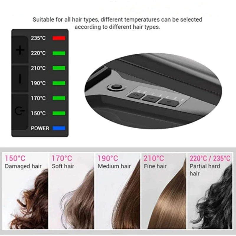 Professional Steam Hair Straightener – 2" Ceramic Infrared Flat Iron for Salon Styling & Care
