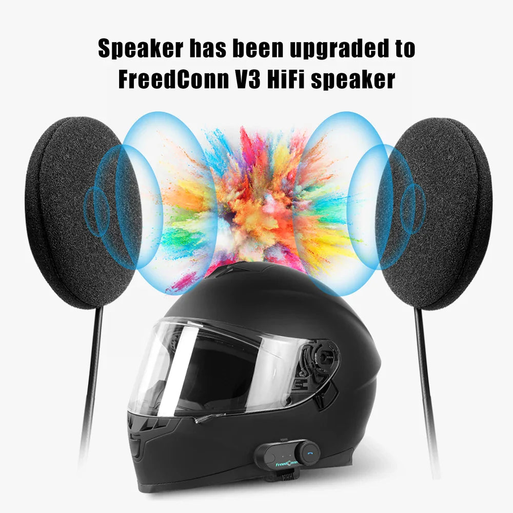 Freedconn T Com VB Motorcycle Helmet Bluetooth Headset — Wireless Stereo Intercom with Call, FM Music & Communication Sharing