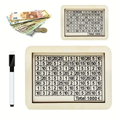 Wooden Piggy Bank – Reusable Money Box with Saving Goal & Number Tracker – Encourages Saving Habit