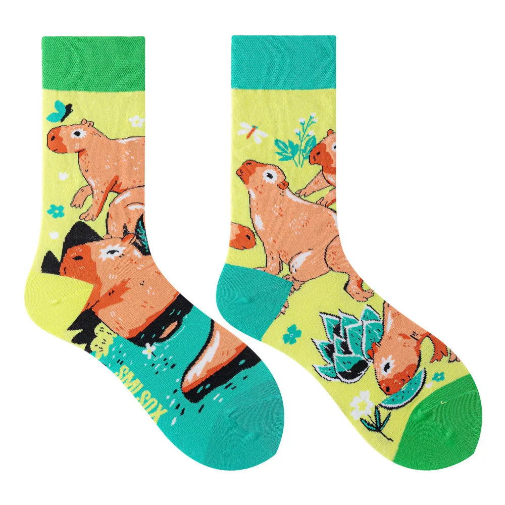 Unisex AB Tide Animal Cotton Socks – Colorful Cat, Dog, Koala, Cow Crew Socks for Men & Women, Four Seasons Gift