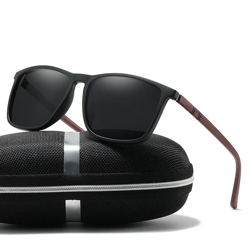 Polarized Sports Sunglasses for Men – Lightweight Comfortable Square UV400 Eyewear with Original Case