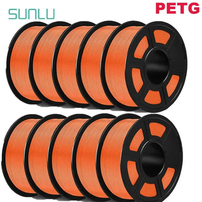 SUNLU PLA/PETG/PLA+ 3D Printer Filament Bundle – 10 Rolls 1KG Each, 1.75mm Neatly Wound Filament for 3D Printing (EU/US)
