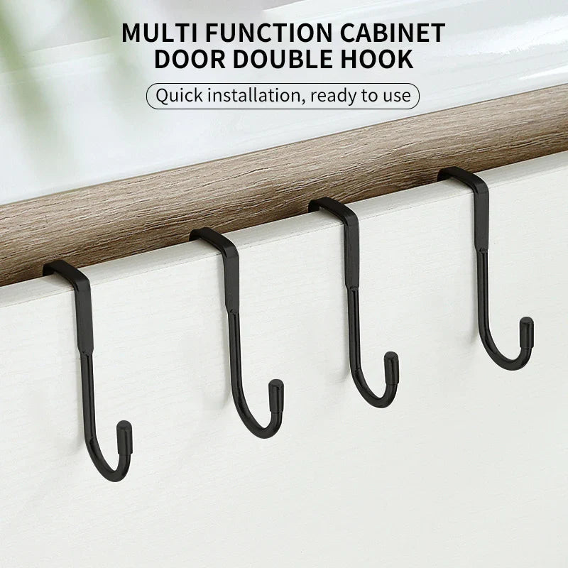 Stainless Steel Double S Hooks — Punch-Free Wall Hangers for Bathroom, Kitchen & Door Towel Storage
