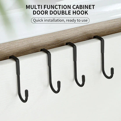 Stainless Steel Double S Hooks — Punch-Free Wall Hangers for Bathroom, Kitchen & Door Towel Storage