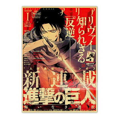 Vintage Anime Kraft Paper Posters – JoJo’s Bizarre Adventure, Jujutsu Kaisen & Demon Slayer Wall Art for Home Room Decor