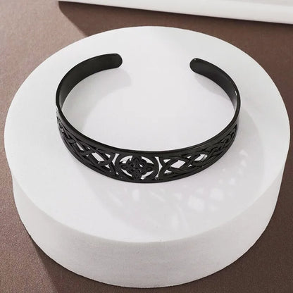 Witch Knot Cuff Bracelet - Stainless Steel Pagan Magic Knot Good Luck Amulet Celtic Knot Jewelry