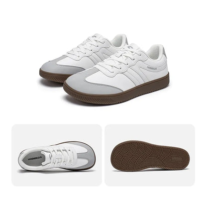 HOBIBEAR Unisex Wide Toe Sneakers – Retro Casual Lace-Up Leather Shoes for Men & Women