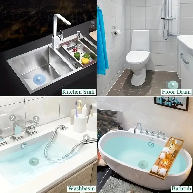 1pc Push-type Floor Drain & Sink Stopper for a Clog-Free, Hair-Free Bathroom Experience!